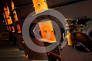 Half-ruined metal structures in an old abandoned factory.