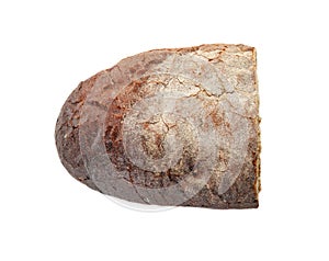 Half of rye bread isolated on white