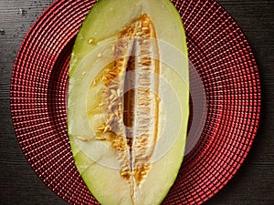 Half of Santa Claus melon