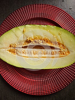 Half of Santa Claus melon