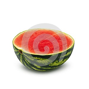Half of a seedless watermelon isolated on a white background