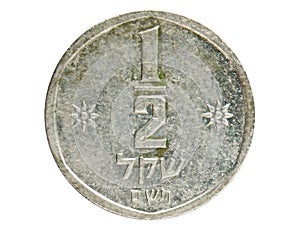 Half Sheqel coin, 1980~1985 - Old Shekel serie, 1980. Bank of Israel. Obverse, issued on 1980