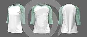 Half-sleeves raglan t-shirt mockup, 3d illustration