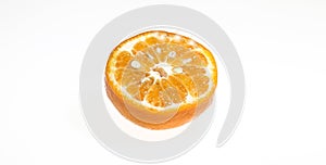 Half slice of orange lemon isolated on a white background with clipping path