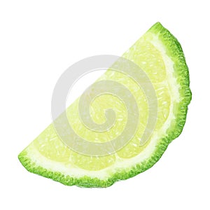 half sliced kaffir lime isolated on white