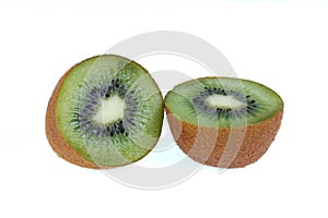 Half sliced kiwi isolated on white