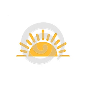 A half sun is setting downwards icon vector sunset concept for graphic design, logo, web site, social media, mobile app, ui illust