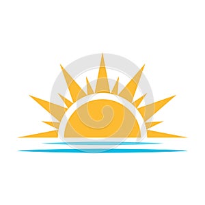 A half sun is setting downwards icon vector sunset concept for graphic design, logo, website, social media, mobile app, UI