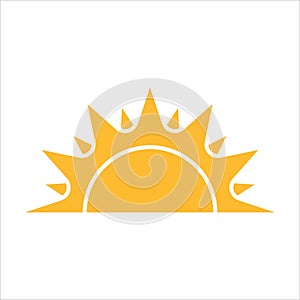 A half sun is setting downwards icon vector sunset concept for graphic design, logo, website, social media, mobile app, UI