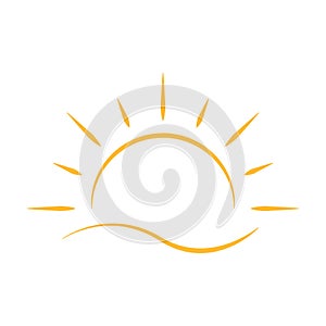 A half sun is setting downwards icon vector sunset concept for graphic design, logo, website, social media, mobile app, UI