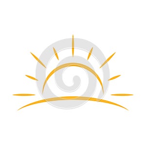 A half sun is setting downwards icon vector sunset concept for graphic design, logo, website, social media, mobile app, UI