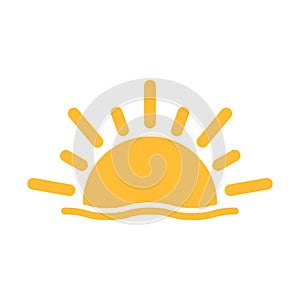 A half sun is setting downwards icon vector sunset concept for graphic design, logo, website, social media, mobile app, UI