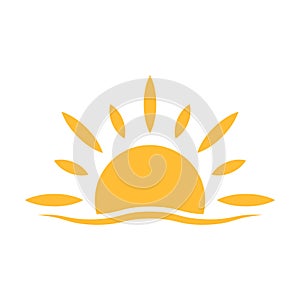 A half sun is setting downwards icon vector sunset concept for graphic design, logo, website, social media, mobile app, UI