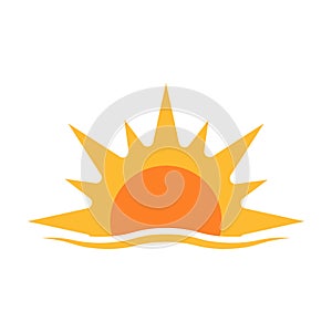 A half sun is setting downwards icon vector sunset concept for graphic design, logo, website, social media, mobile app, UI