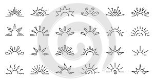 Half sun sunrise sunset sunshine weather icon set