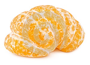 Half of tangerine or orange citrus fruit isolated on white