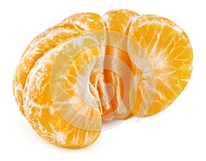 Half of tangerine or orange citrus fruit isolated on white