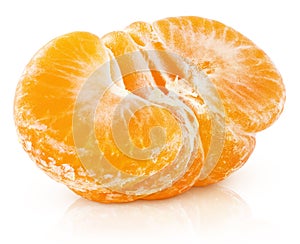Half of tangerine or orange citrus fruit isolated on white
