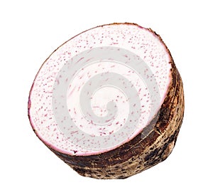Half of Taro isolated on white background