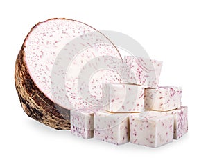 Half of Taro isolated on white background