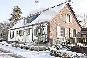 Half-timber house in winter