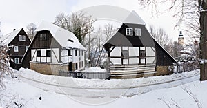 A half-timbered building is a building, its walls are built using the half-timbering technique. Typical for northern Bohemia.