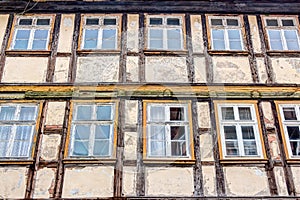 Half-timbered house facade in Wernigerode, Germany