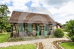 Half-timbered house of german immigrants in the countryside of Pomerode, Santa Catarina in Brazil