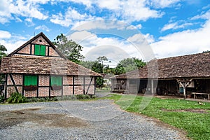 Half-timbered house of german immigrants in the countryside of Pomerode, Santa Catarina in Brazil