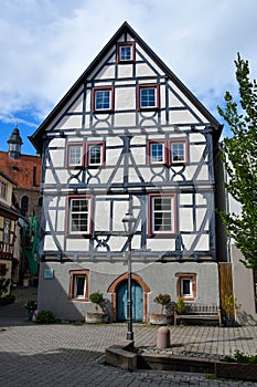 Half timbered house in  historic Gerberbach district in Weinheim