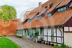 Half-timbered house at the Johanniskloster in Stralsund, Germany