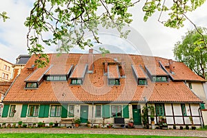 Half-timbered house at the Johanniskloster in Stralsund, Germany