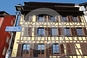 half-timbered house at the petite france district in strasbourg in alsace (france)