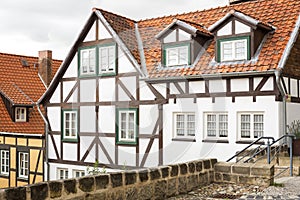 Half-timbered house in Quedlinburg town, Germany