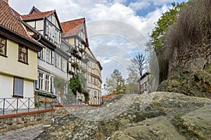 Half-timbered houses at the Domfelsen in Quedlinburg