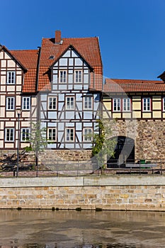 Half timbered houses at the Fulda river in Hann. Munden