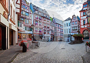 Half-timbered houses on the market place in Bernkastel-Kues