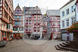 Half-timbered houses on the market place in Bernkastel-Kues