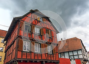 Half-timbered houses in Obernai village, Alsace, France