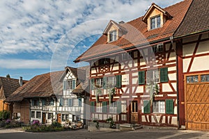 Half-timbered houses in Swiss village in canton Thurgau