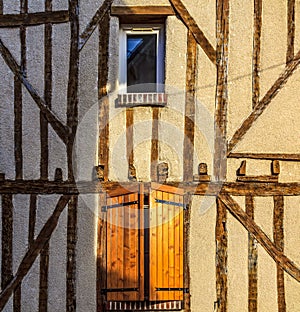 Half timbered rural house wall