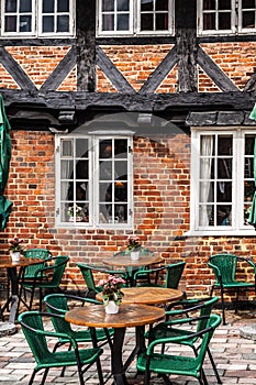 Half timbered traditional house in ribe denmark