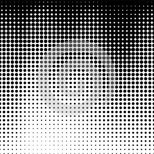 Half tone gradient. Vertical black dot pattern