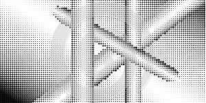 Half-tone monochrome pattern with squares. Shades of grey. Minimalism, vector. Black and grey dots on white background. Background