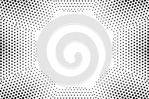 Half tone radial pattern. Pop art dots background. Vector illustration