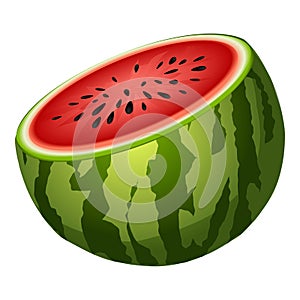 Half watermelon icon cartoon vector. Summer fruit