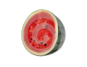 Half watermelon with seeds isolated