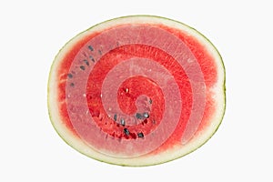 half watermelon slice isolated on white background