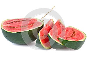 Half of watermelon and slices