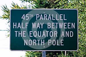 Half way between the Equator and North Pole sign